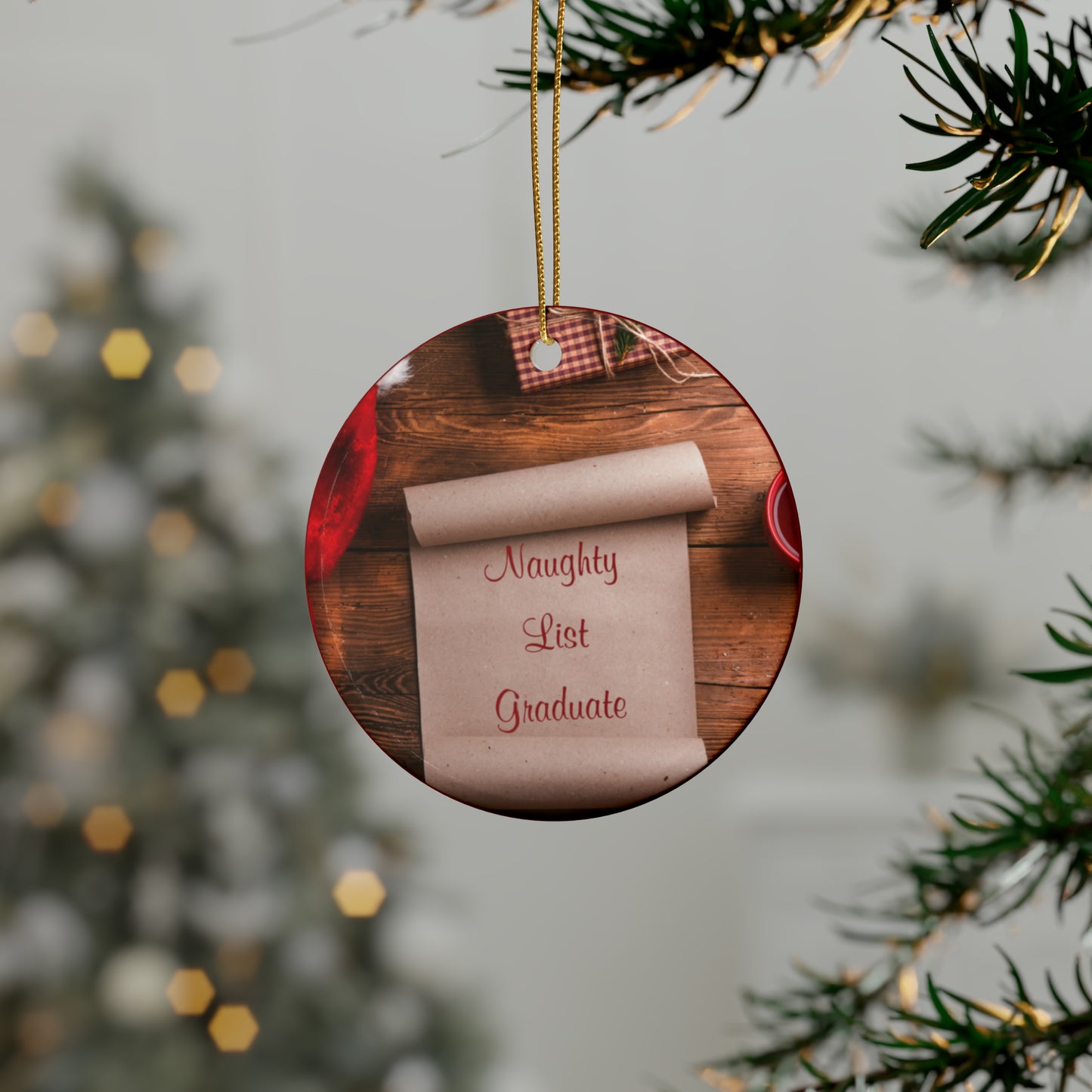Naughty List Graduate Ceramic Ornament