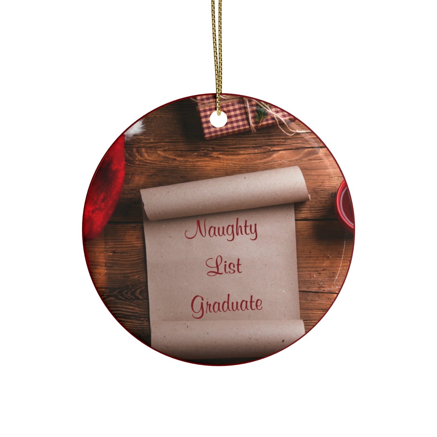 Naughty List Graduate Ceramic Ornament